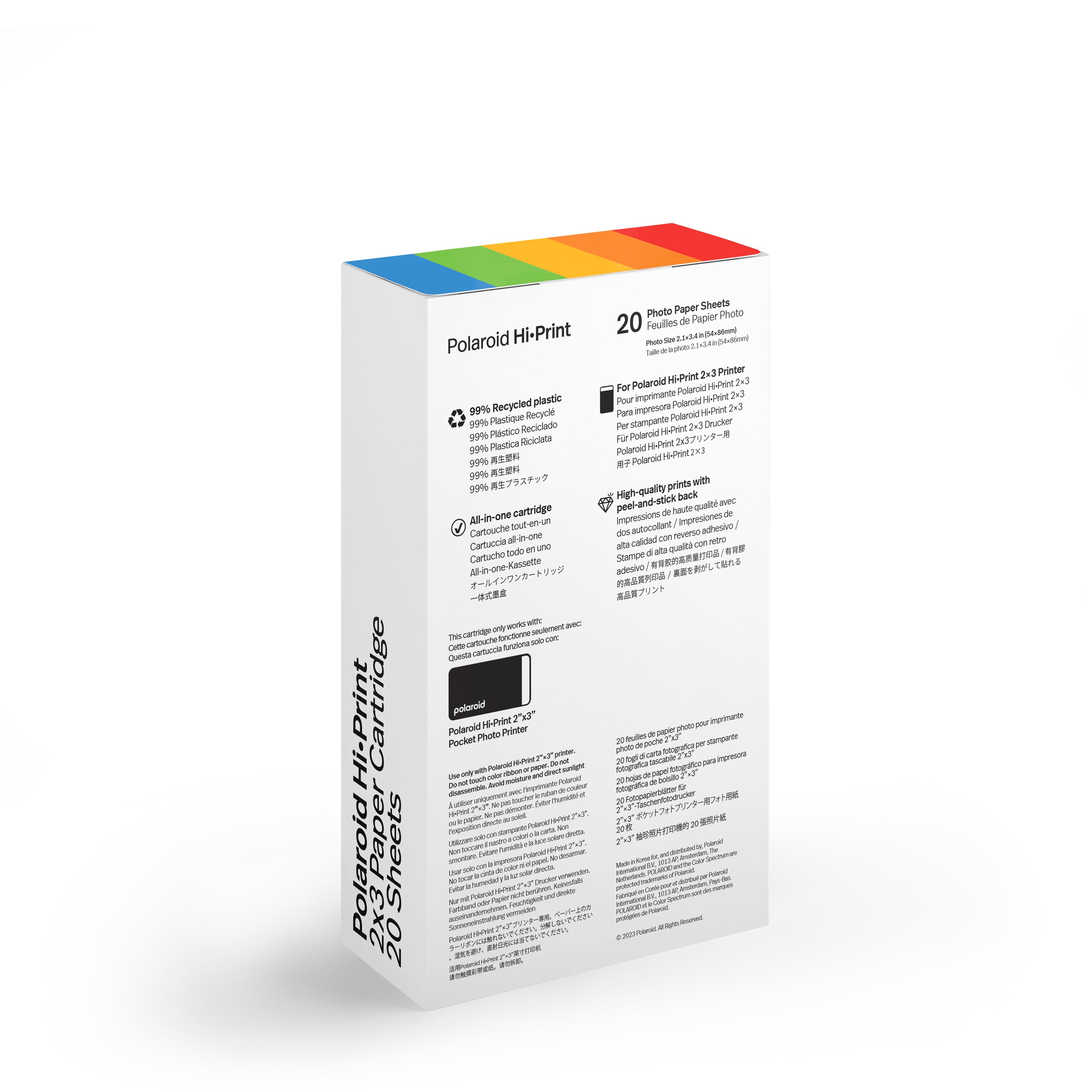 Polaroid Photo Printer Hi·Print 2×3 Paper Cartridge - 20 Sheets Instant Camera Photo Hi·Print #6355