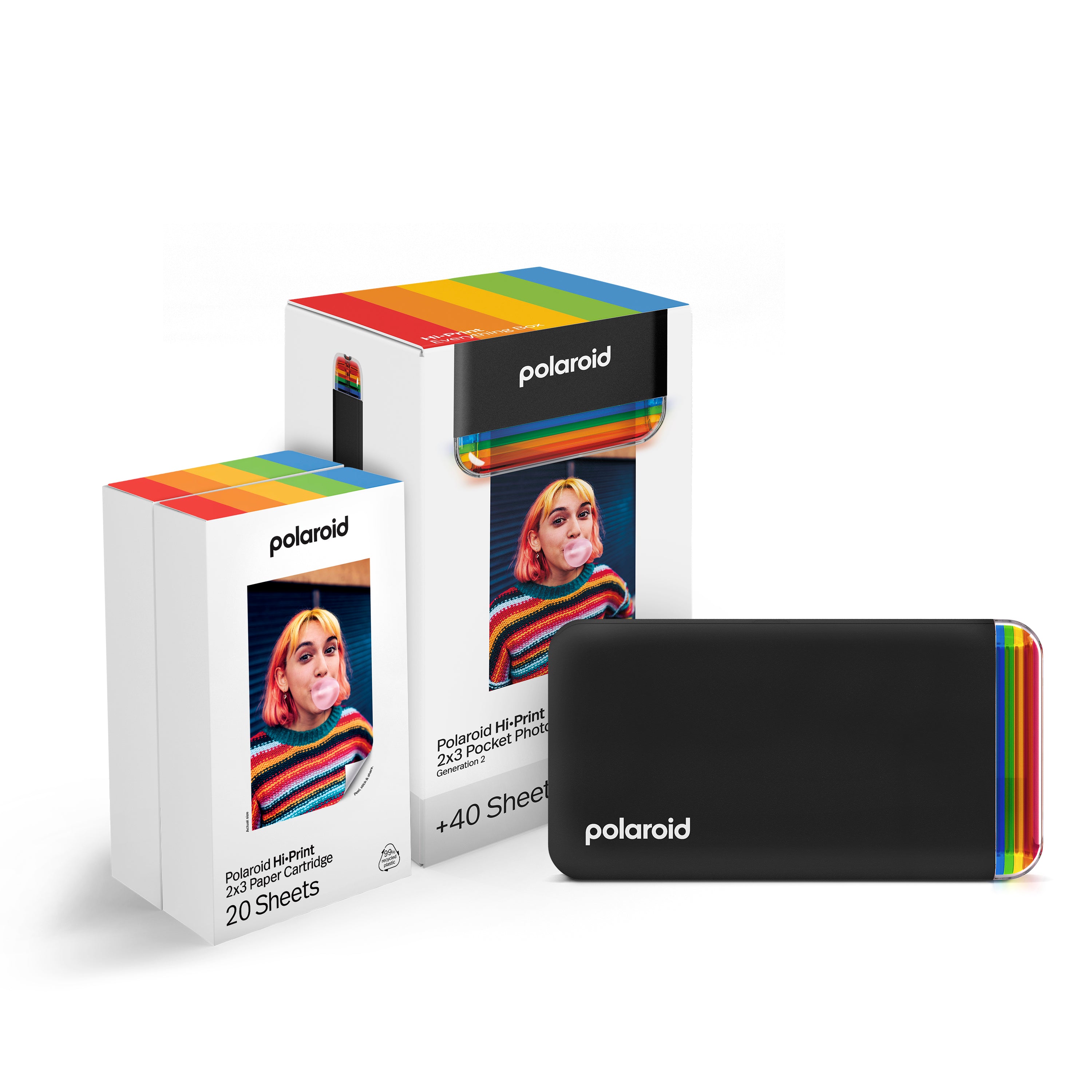 寶麗來 Polaroid Hi Print 2x3 黑色袖珍貼紙照片打印機第 2 代 & 40張貼紙套裝 Hi Print 2x3 Gen 2 EB Everything Box 黑色 #006439