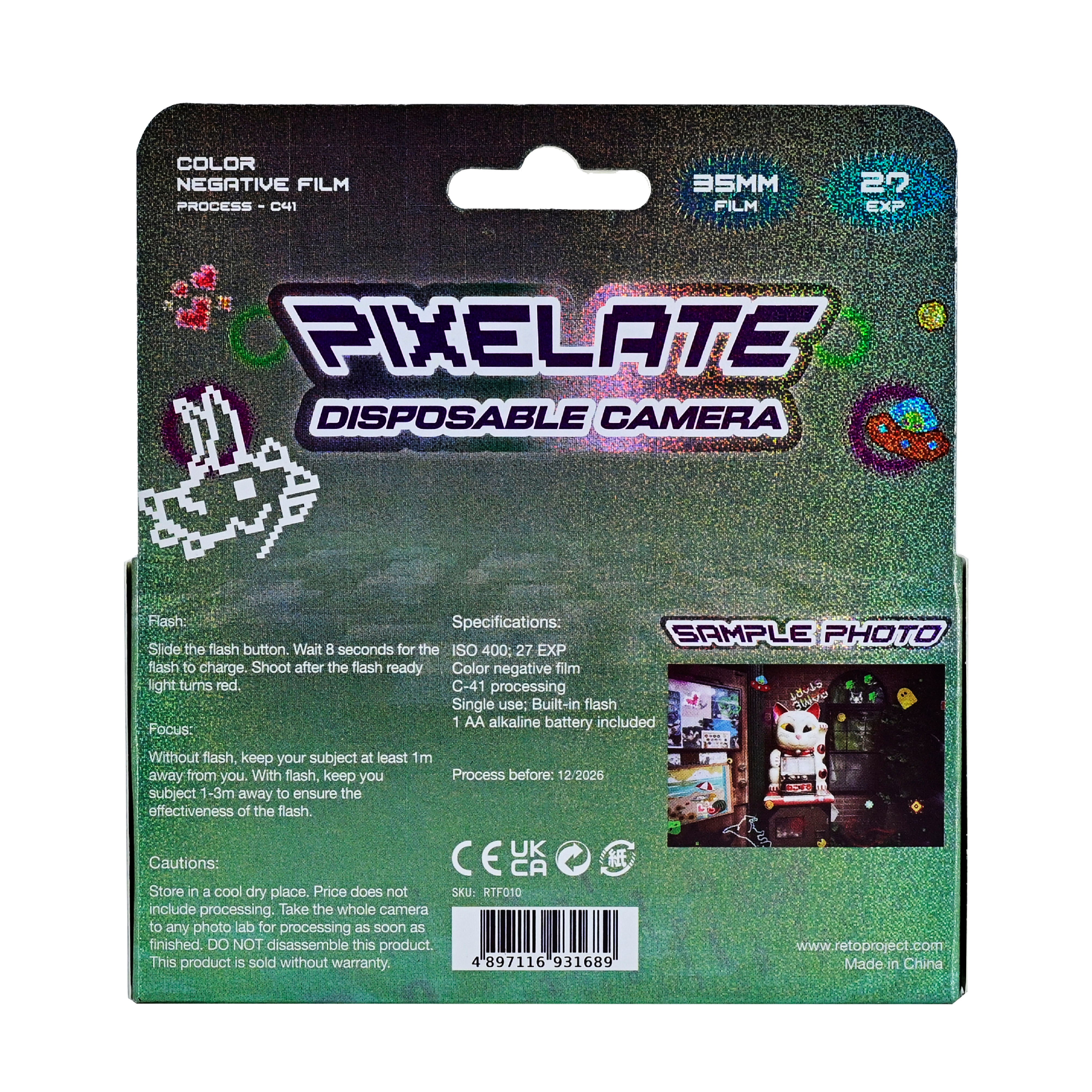 Retocolor Pixelate 400 35MM Disposable Film Camera 27EXP *NEW