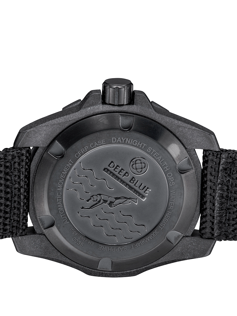 DEEPBLUE Daynight Stealth Ops , Black Dial, Blue Tubes