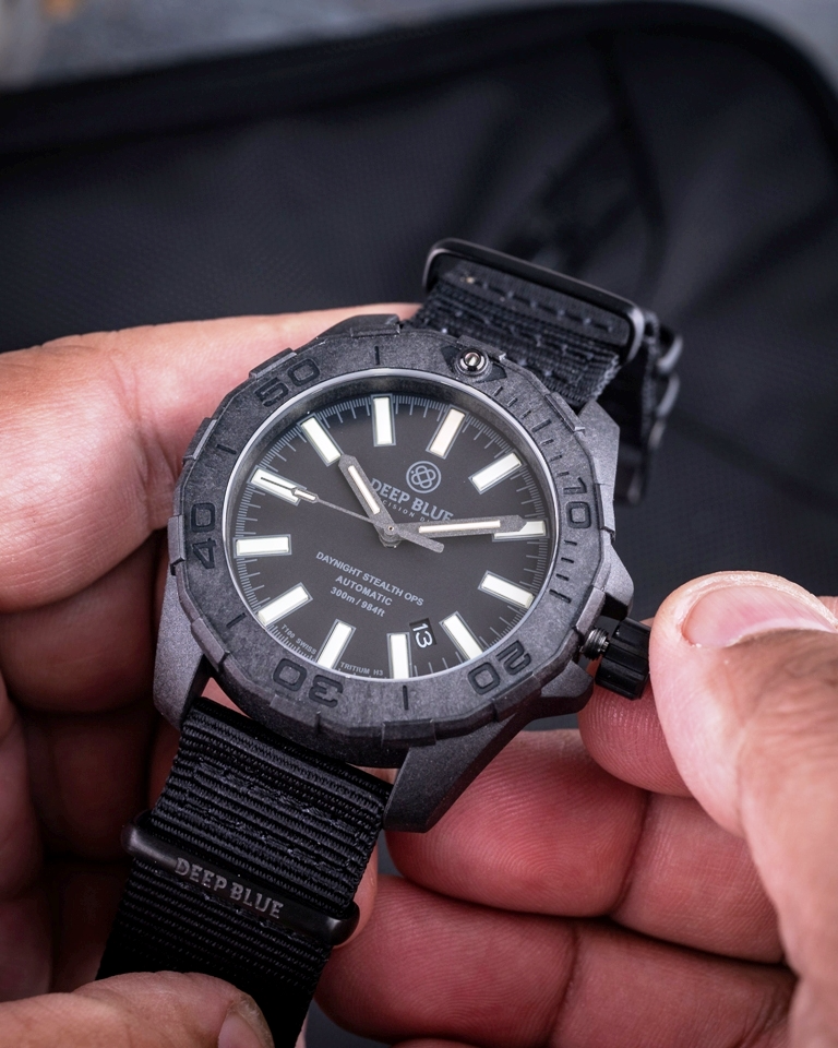 DEEPBLUE Daynight Stealth Ops , Black Dial, Green Tubes