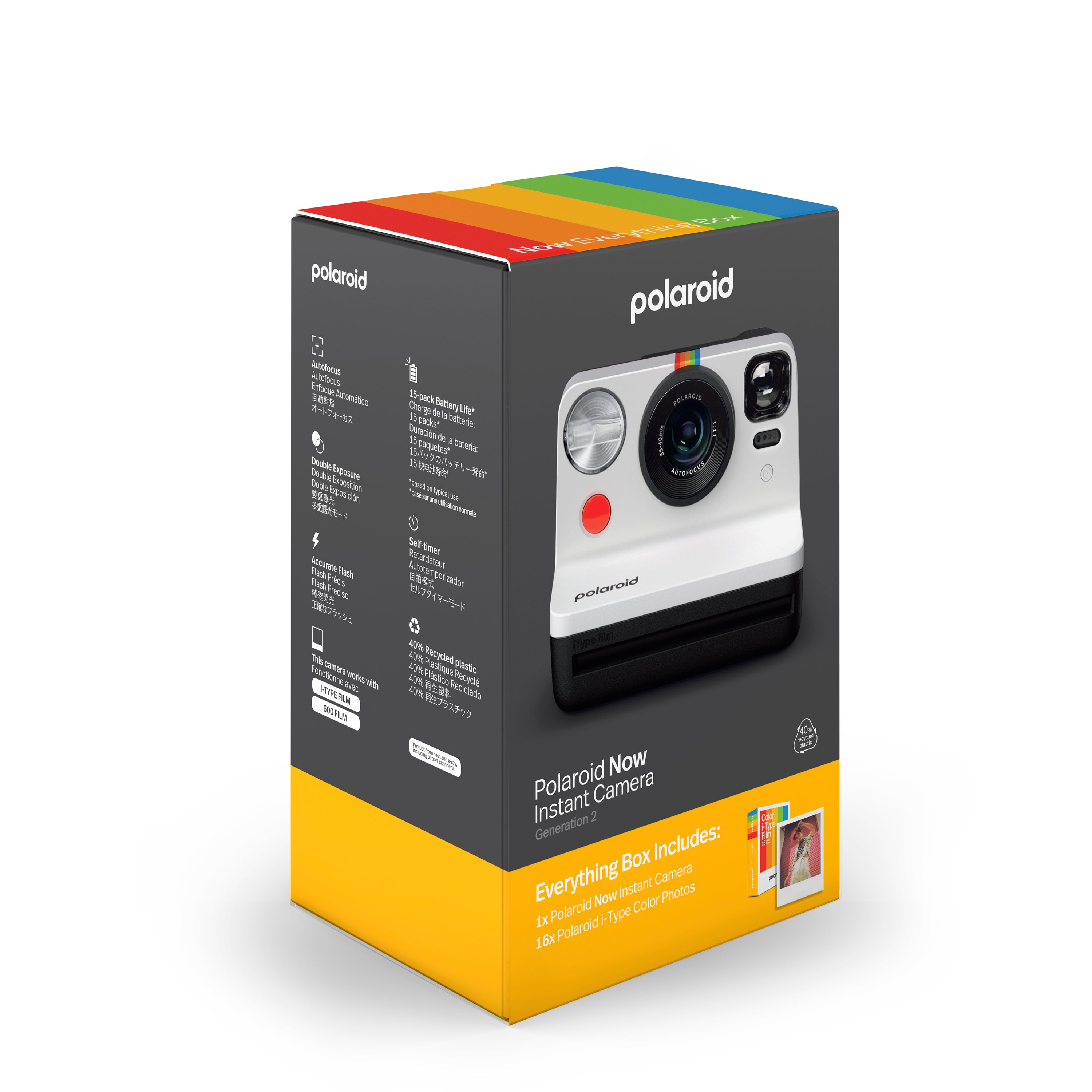 Polaroid Now Gen 2 Everything Box Instant Photo Camera Set Now Gen 2 Wht Black I-Type Color 16Film #006247