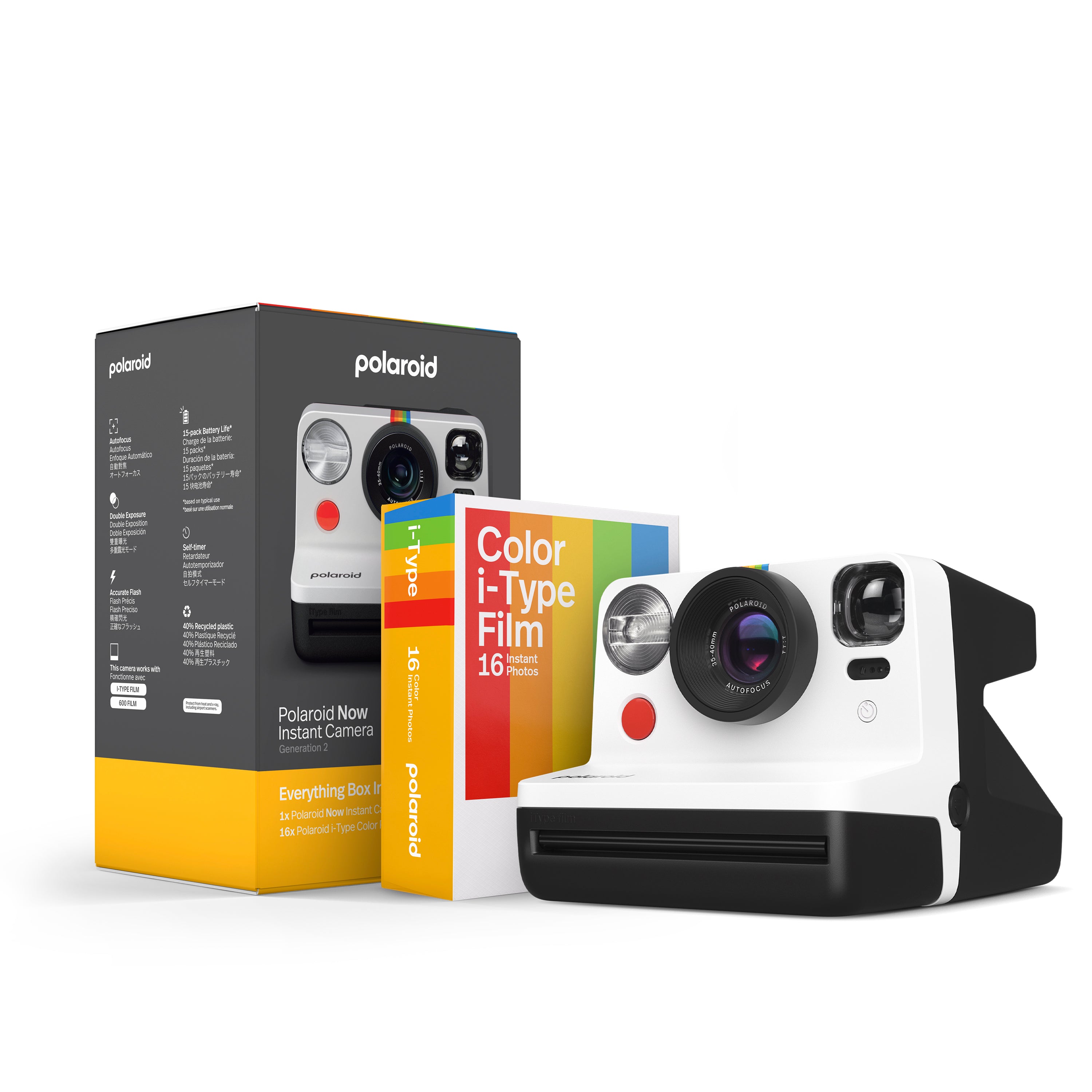 Polaroid Now Gen 2 Everything Box Instant Photo Camera Set Now Gen 2 Wht Black I-Type Color 16Film #006247
