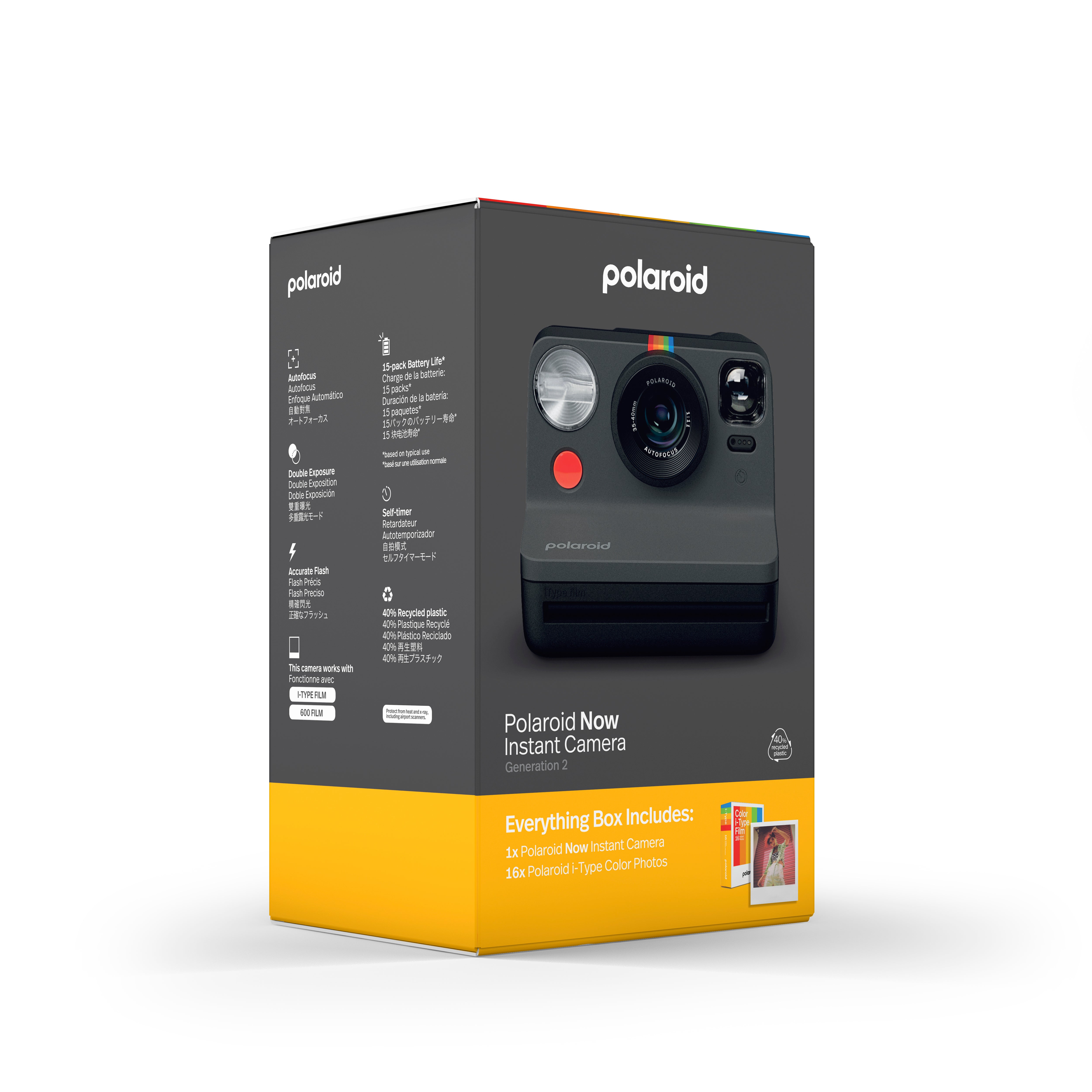 Polaroid Now Gen 2 Everything Box Instant Photo Camera Set Now Gen 2 Black I-Type Color 16Film #006248