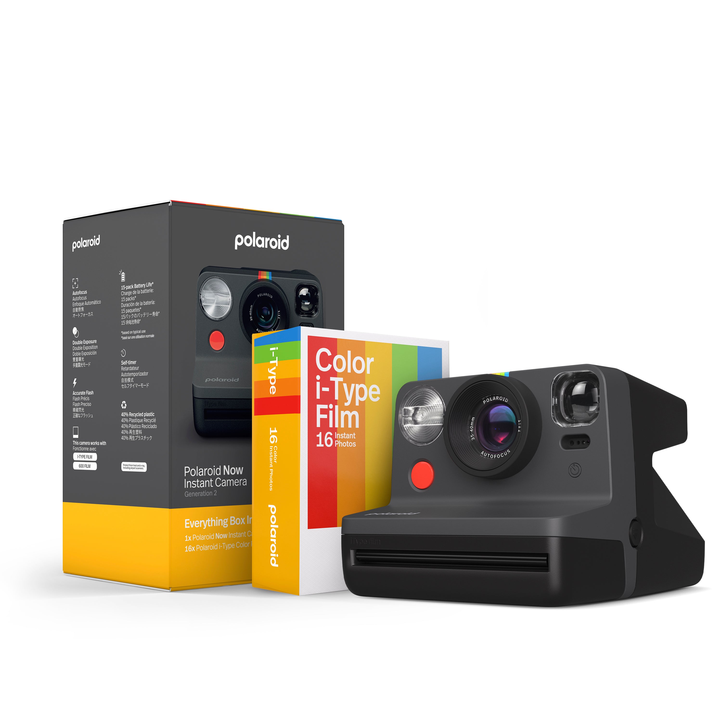 Polaroid Now Gen 2 Everything Box Instant Photo Camera Set Now Gen 2 Black I-Type Color 16Film #006248
