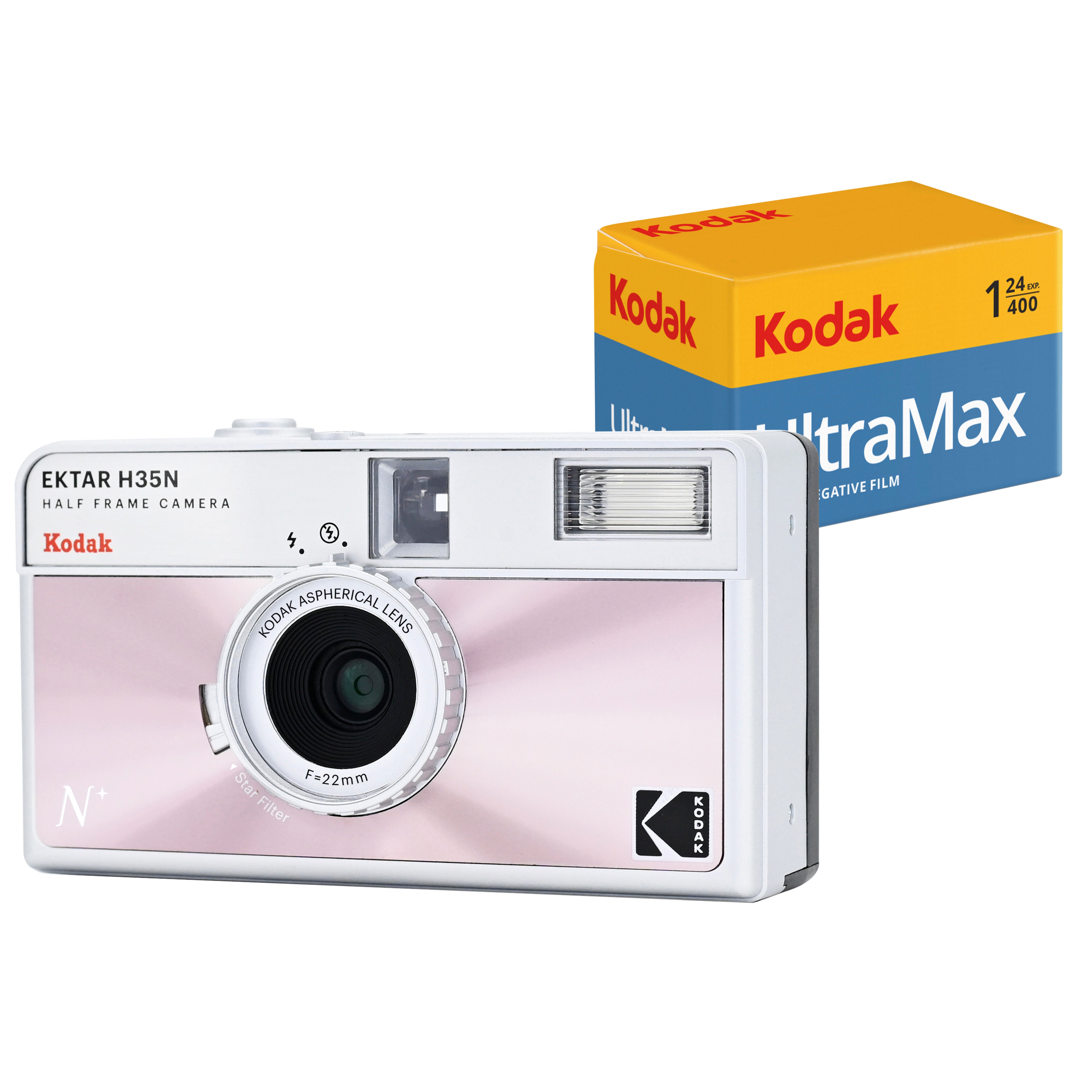KODAK EKTAR H35N Half Frame Film Camera Glazed Pink + Kodak Ultramax 24EXP