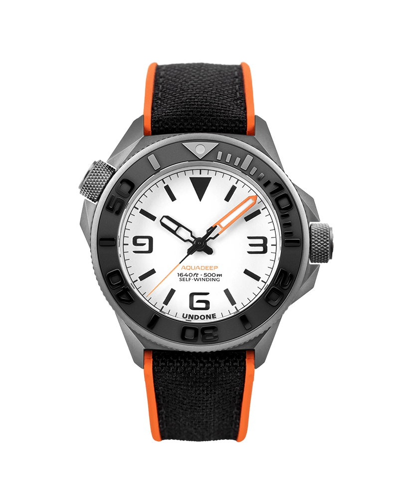 Undone AquaLume Automatic Watch - Orange & Black Strap #AQD-369-LME