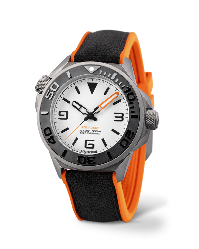 Undone AquaLume Automatic Watch - Orange & Black Strap #AQD-369-LME
