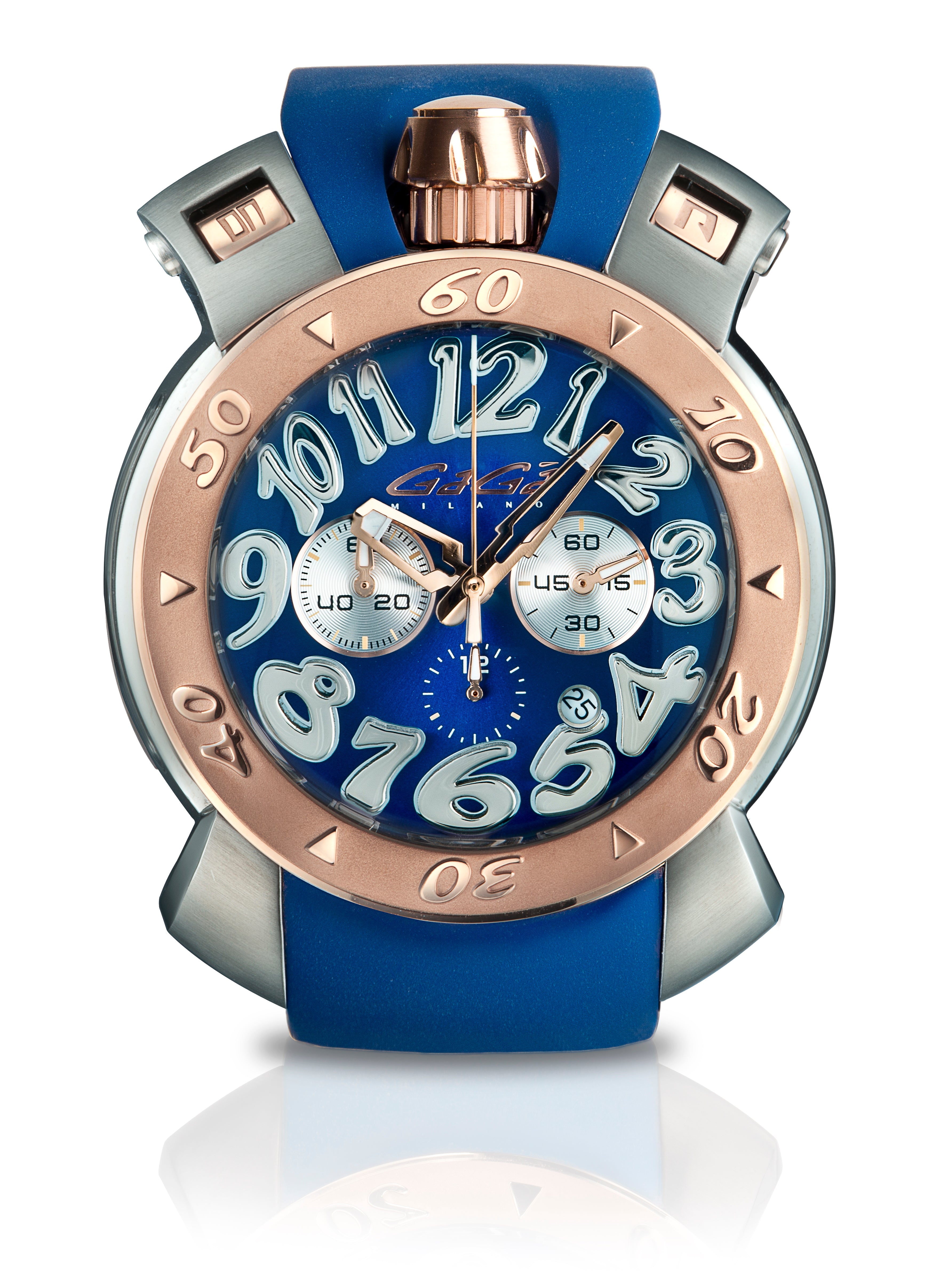 Gaga Milano CHRONO 48MM Steel Case Rose Gold Ring