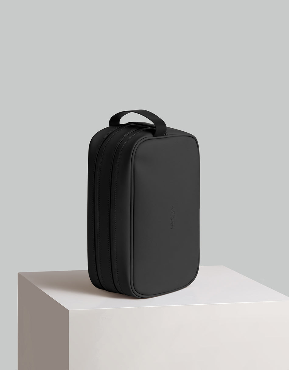 Gaston Luga Splash Double Zipped Toiletry Bag - Black #SPDZTLBK