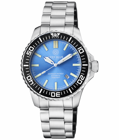 DEEPBLUE Daynight Patriot Bracelet, Blue Dial, Blue Tubes