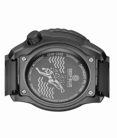 DEEPBLUE Daynight PC. Black/White Dial, Blue tubes